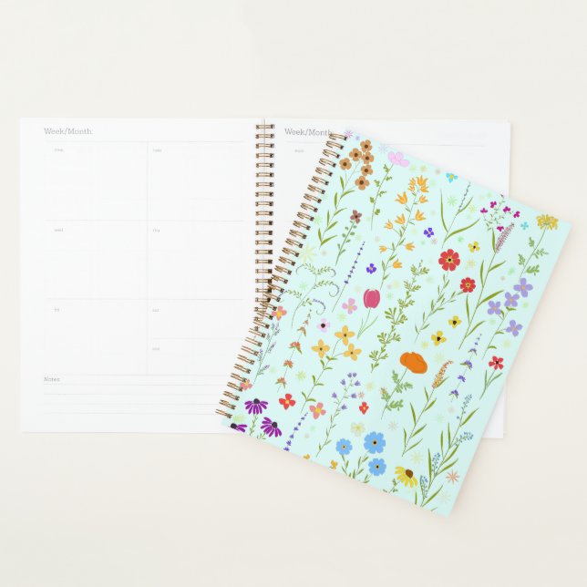 Agenda flores silvestres pintando turquesas fundo (Exibição)