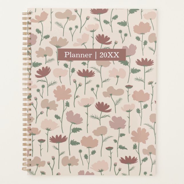 Agenda Flores silvestres românticas modernas rosa suave c (Frente)