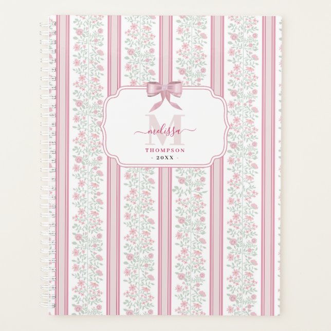 Agenda Flores Silvestres Rosa Coquette Laço (Frente)