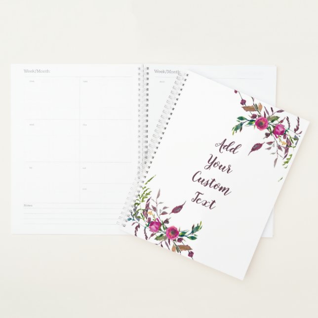 Agenda Flores soltas de aquarela rosa personalizáveis (Exibição)