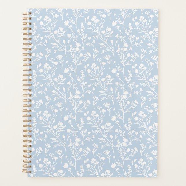 Agenda Flores Susurrantes Neutro - Azul Empoeirado (Frente)