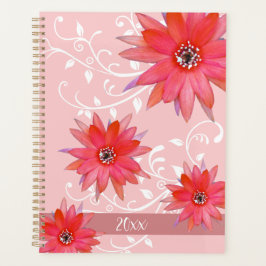 Agenda Flores Vermelhas Whimsical Folhas Suavemente Acres