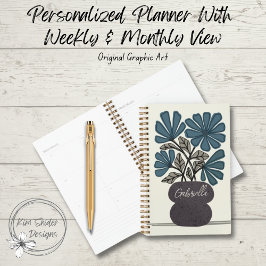 Agenda Flores Vintage em Azul