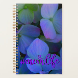 Agenda Flores violetas, cor-de-rosa, azuis, azuis