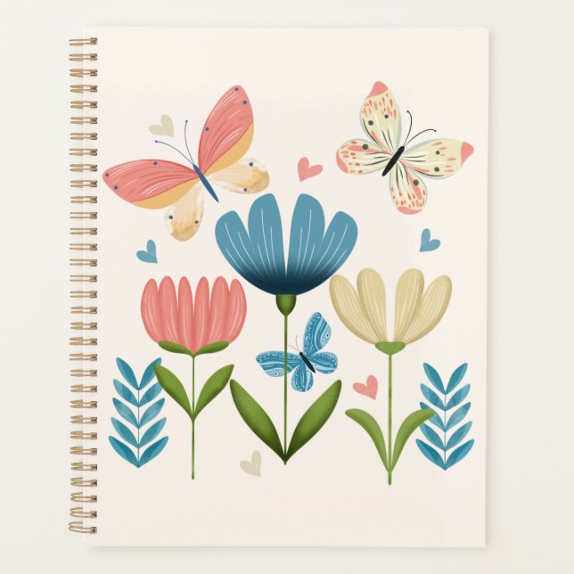 Agenda Flores Whimsical e Borboletas Planner (Frente)