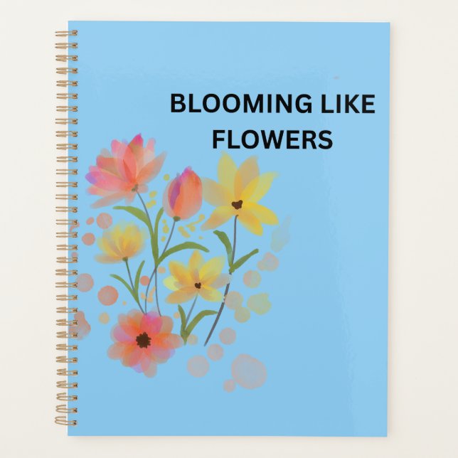 Agenda Florescendo Como Flores | Floral Aquarela (Frente)