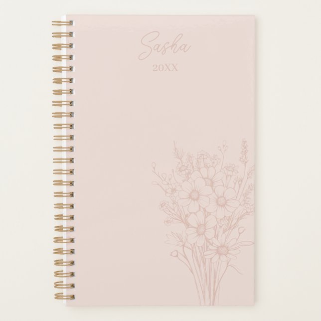Agenda Florescer Flor Silvestre Nome Personalizado & Ano (Frente)