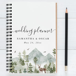Agenda Floresta de Aquarela Árvores E Veados