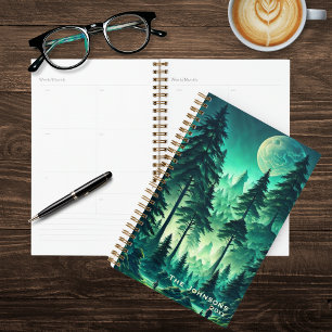 Agenda Floresta de Aquarela com Lua Cheia