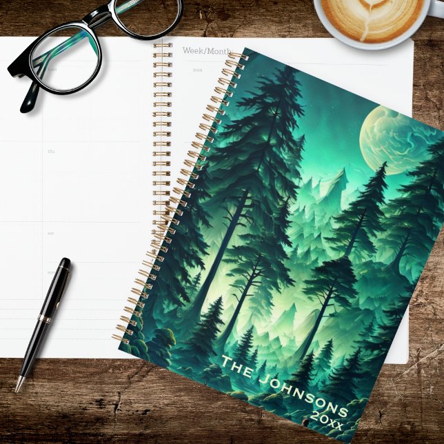 Agenda Floresta em Aquarela com Lua Cheia (Criador carregado)
