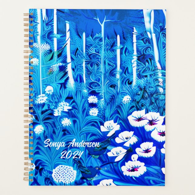 Agenda Floresta Fantástica com Flores e Pássaros (Frente)