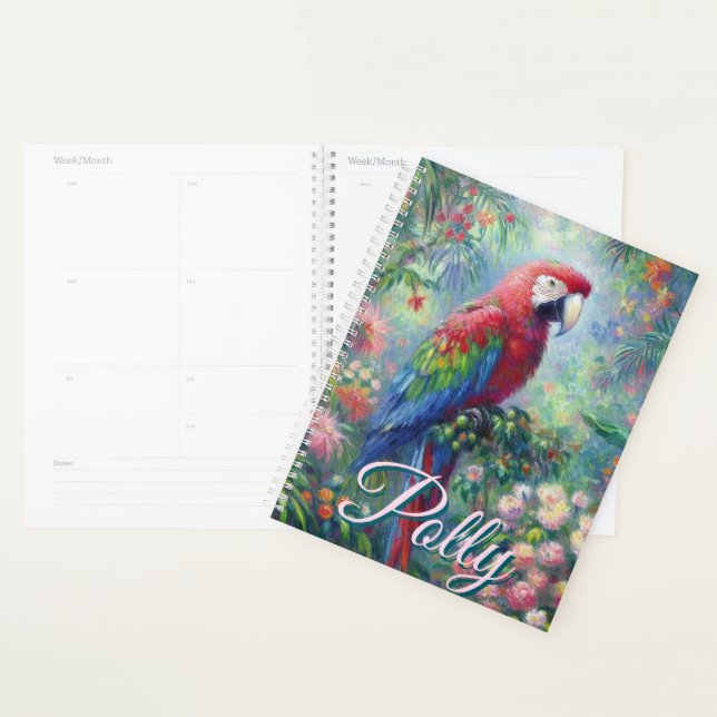Agenda Floresta Floral de Pássaro de Papagaio Personaliza (Exibição)