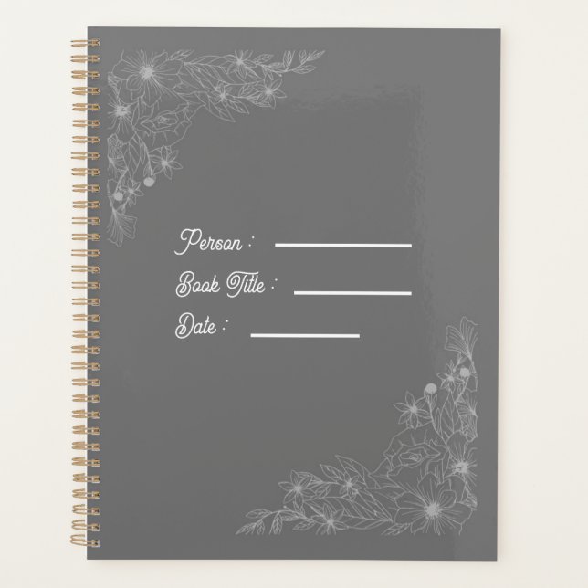 Agenda Flower Outline Book Dark Grey Cover (Frente)