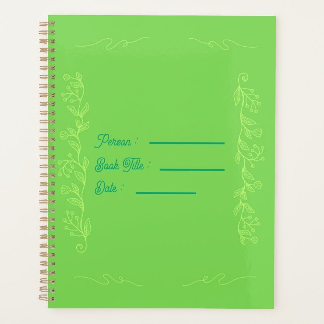 Agenda Flower Outline Book Green Cover (Frente)