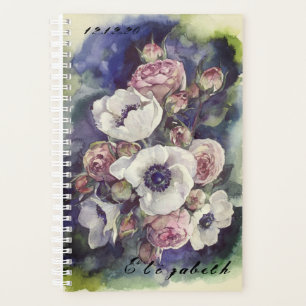 Agenda Fluxo de ilustração de rosas de flores aquáticas