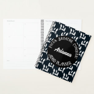 Agenda Foco, Respire, conquiste o ADHD  Preto,Branco, Fol