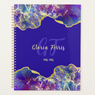 Agenda Fogo Opal, Roxo Vibrante e Arte Marble Dourada