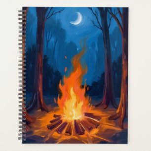 Agenda Fogueira Lunar Pintura em Aquarela da Natureza