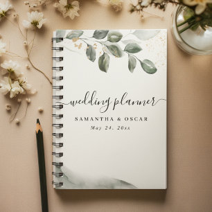 Agenda Folha de Aquarela Gentle Greenery Poeira Dourada