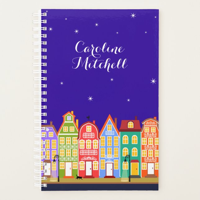 Agenda Folha de desenho de gata preta de cidade bonita 5, (Frente)