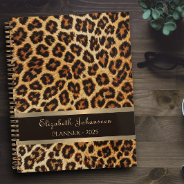 Agenda Folha de ouro de modelo castanho-leopardo
