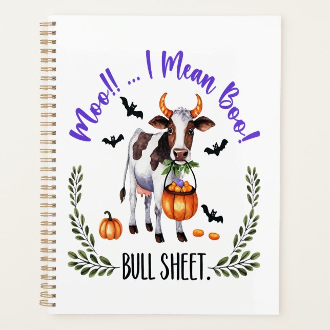 Agenda Folha de Touro de Vaca de Halloween (Frente)