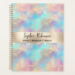 Agenda Folha Elegante Iridescente e Pérolas