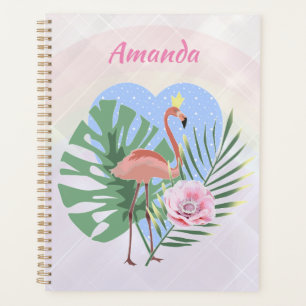 Agenda Folha tropical rosa Flamingo