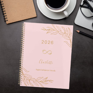 Agenda Folhagem botânica dourada rosa elegante