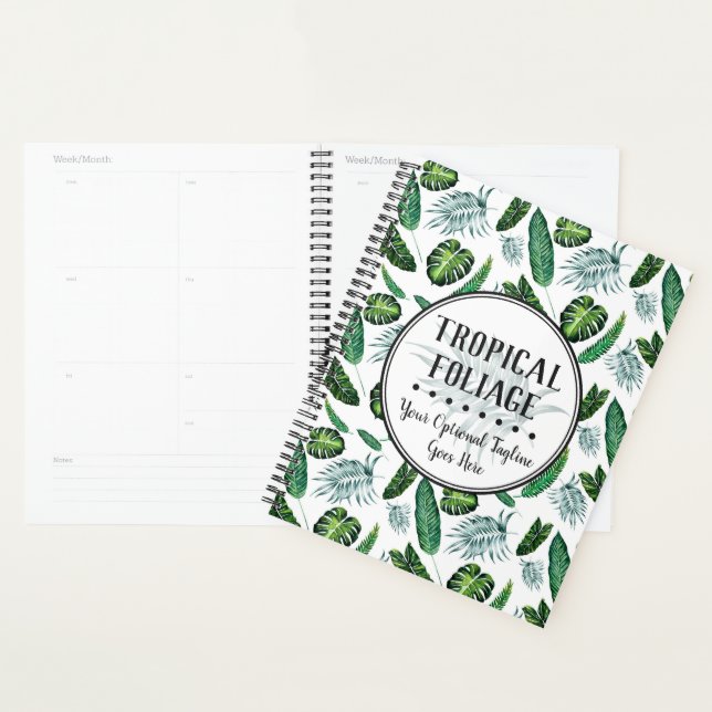 Agenda Folhagem Tropical de Palmeira e Verdura em Aquarel (Exibição)