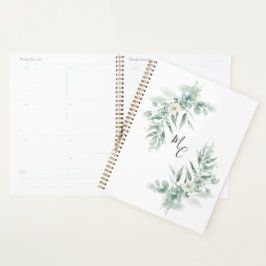 Agenda Folhagem Verde com Monograma Personalizado