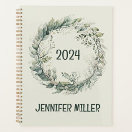 Agenda Folhas de aquarela e flores