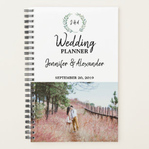 Agenda Folhas de aquarela russa monograma Foto casada