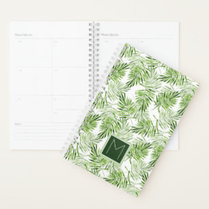 Agenda Folhas de Palma Verde Monograma