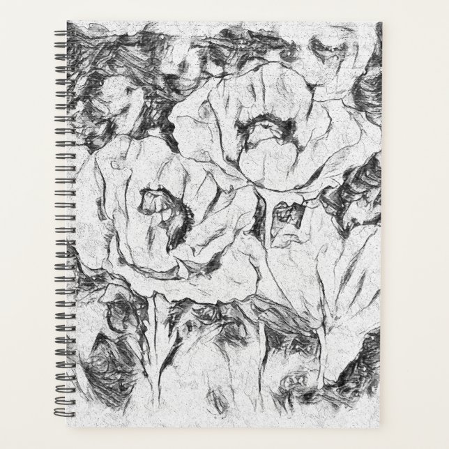 Agenda Folhas desenhadas de caneta desenhadas estampadas  (Frente)