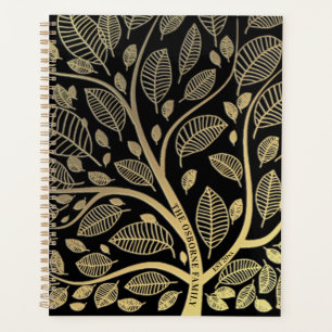Agenda Folhas Douradas de Árvore Personalizada da Família