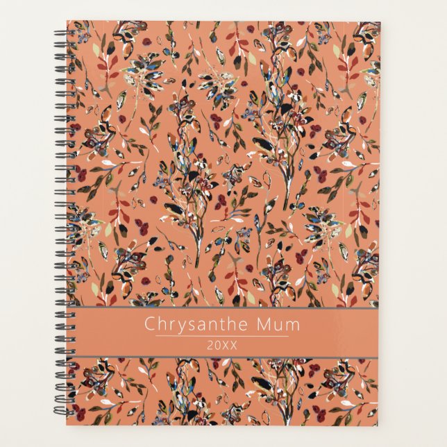 Agenda Folhas Elegantes E Berries Floral (Frente)