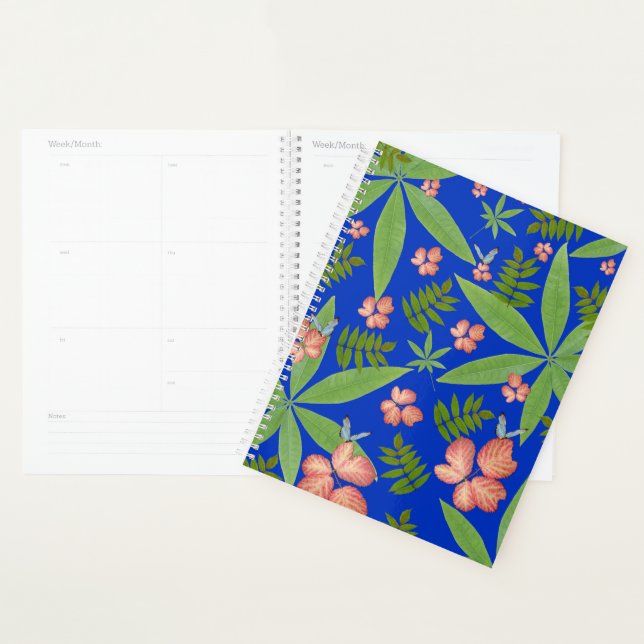 Agenda Folhas tropicais em azul (Exibição)