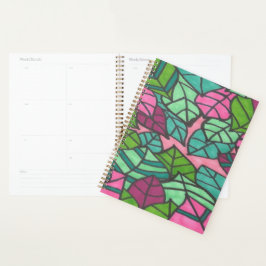 Agenda Folhas Tropicais Verdes e Rosa