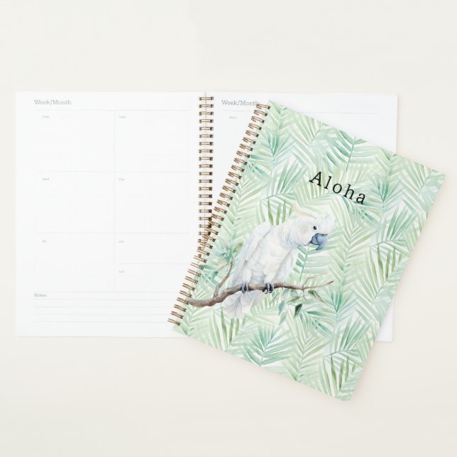Agenda Folhas Tropicais Verdes Pássaro Aloha (Exibição)