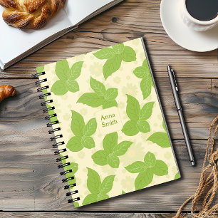 Agenda Folhas Verdes Vintage com Padrão Floral do Daisies