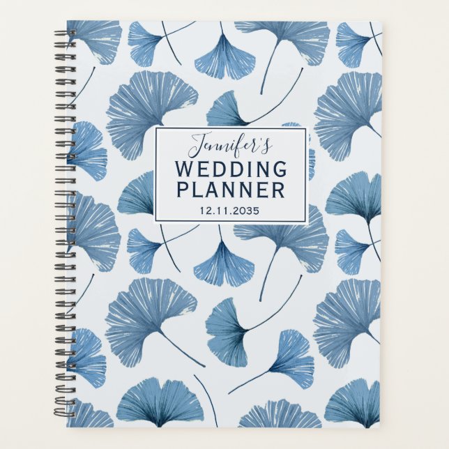 Agenda Foliage Tropical Ginkgo Foliage Dusty Blue WedPlan (Frente)