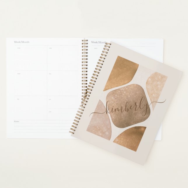Agenda Formas Abstratas Brilhantes em Aquarela Nome (Exibição)