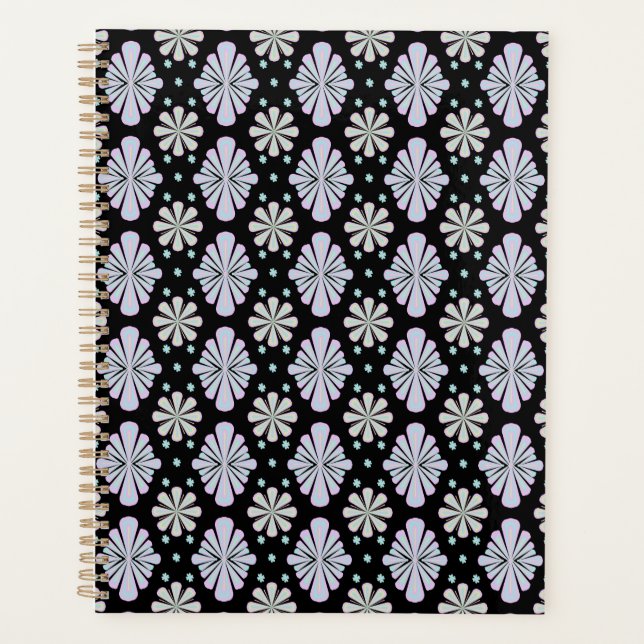 Agenda Formas florais pastéis em um fundo preto (Frente)
