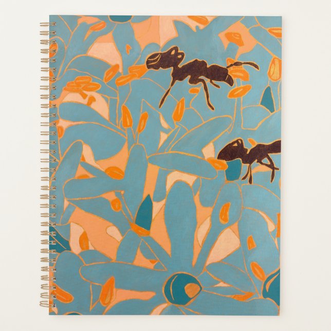 Agenda Formigas com Flores Azuis Flora Australiana (Frente)
