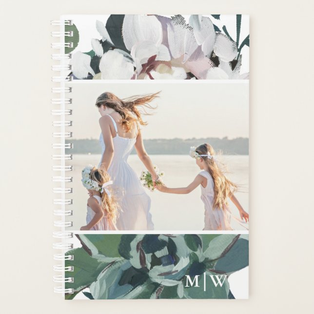 Agenda Foto Chic Floral Dois com Monograma (Frente)