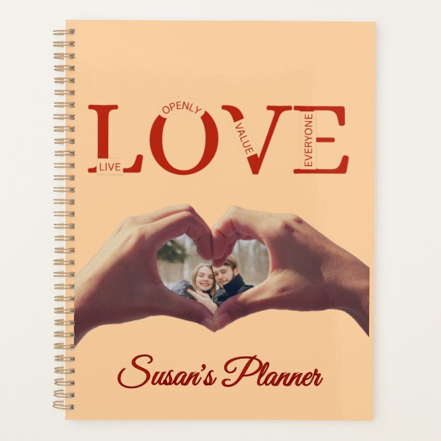 Agenda Foto com Acrônimo de AMOR Personalizado (Frente)
