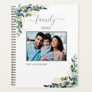 Agenda Foto da família eucalipto branco elegante 2022