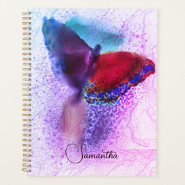 Agenda Foto de borboleta rosa e púrpura, monograma