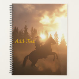 Agenda Foto de cavalo personalizada pôr do sol cowboy equ